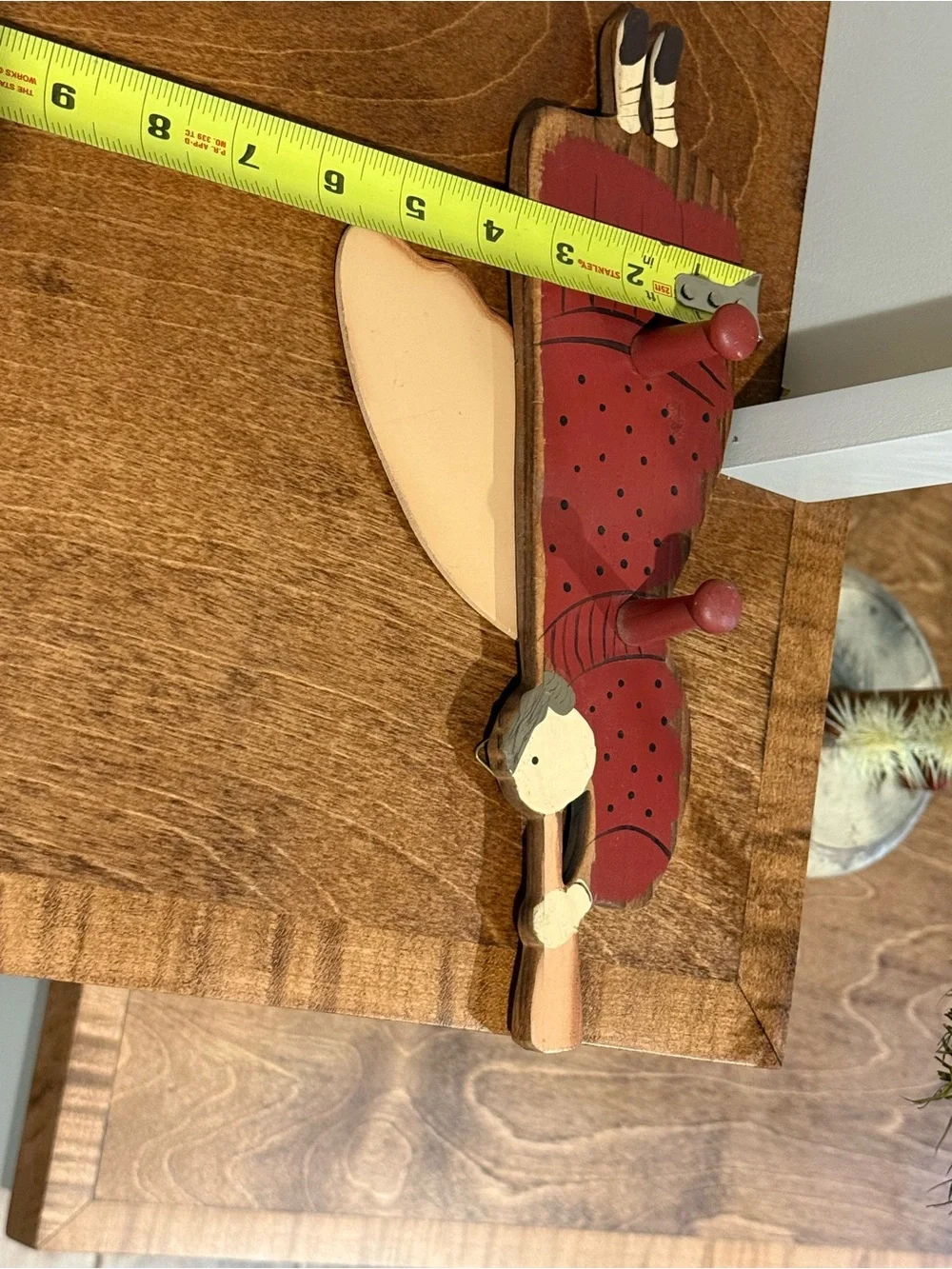 Vintage Wooden Angel Folk Art Wall Decor With Pegs